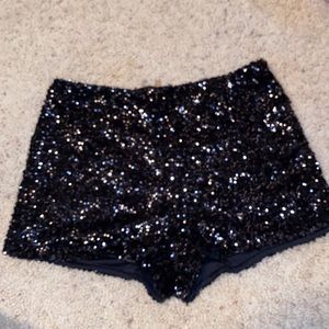 BLACK SEQUIN SHORTS